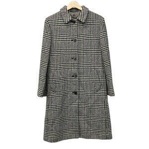 Margaret Howell 100% wool black and white plaid checked long winter coat